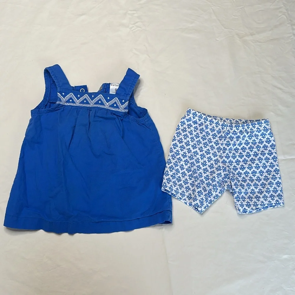 Carters size 9 months baby bundle of summer sets. Mix and match tops and pants.